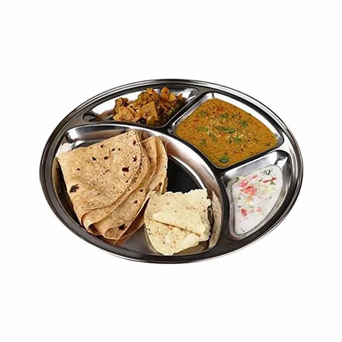 Stainless Steel 4 Chamber Lunch & Dinner Plate ( 1 Pcs )