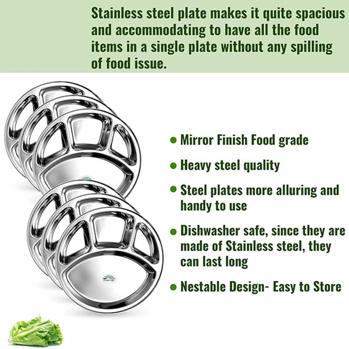 Stainless Steel 4 Chamber Lunch & Dinner Plate ( 1 Pcs )