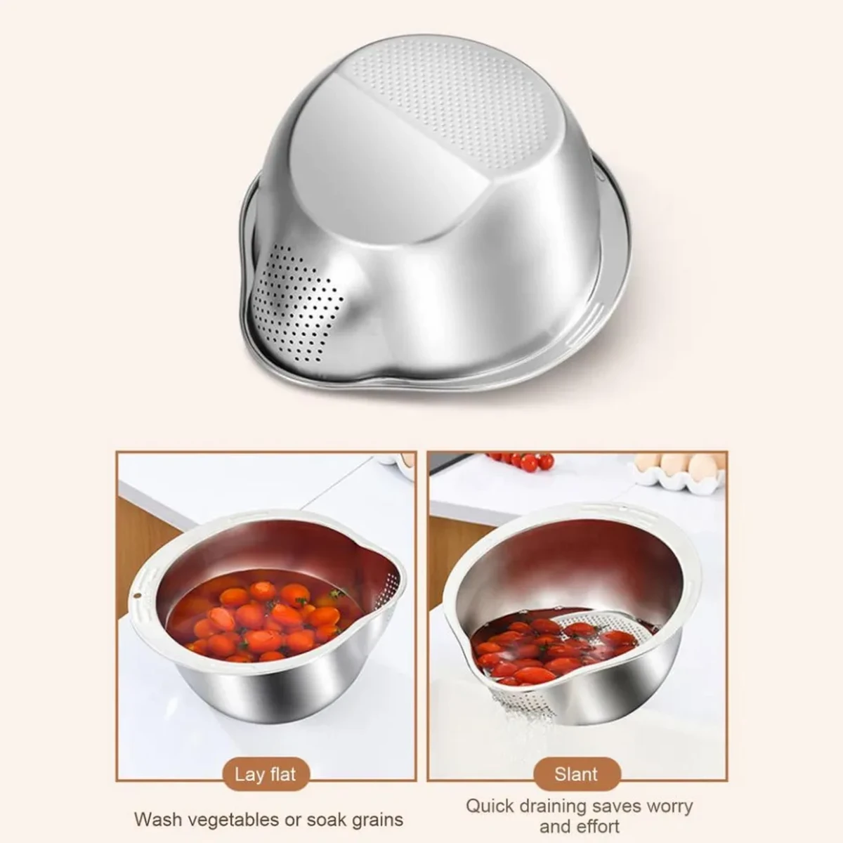 Rice Washer Strainer Bowl