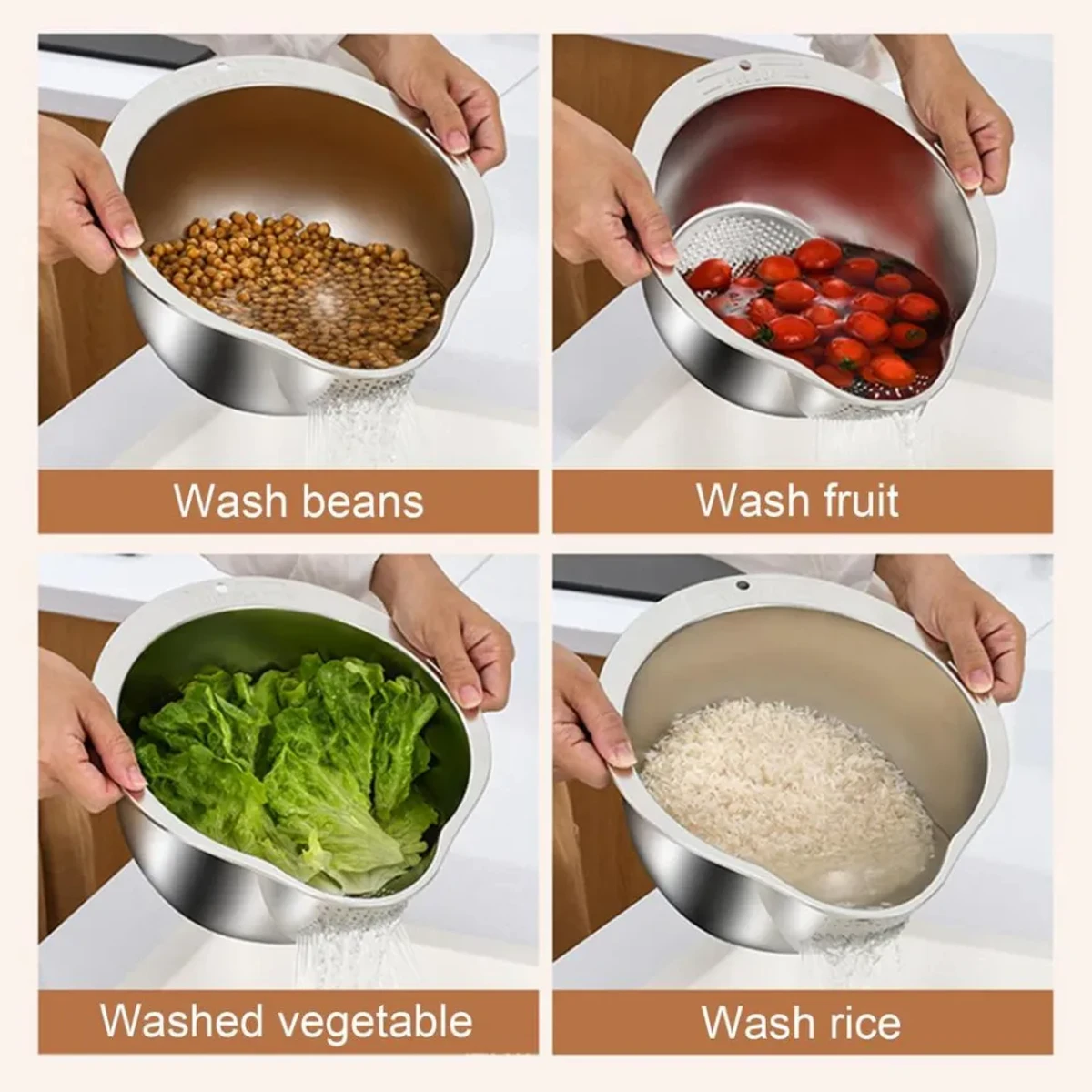 Rice Washer Strainer Bowl